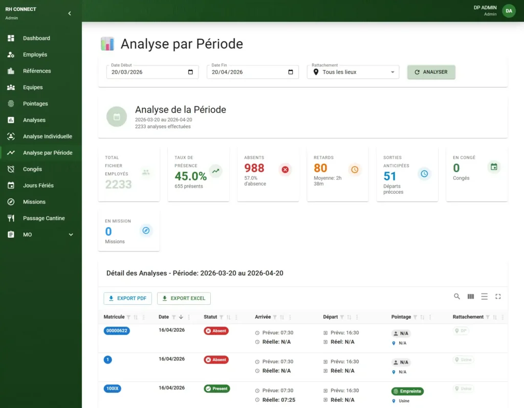 Application gestion de pointage biométrique