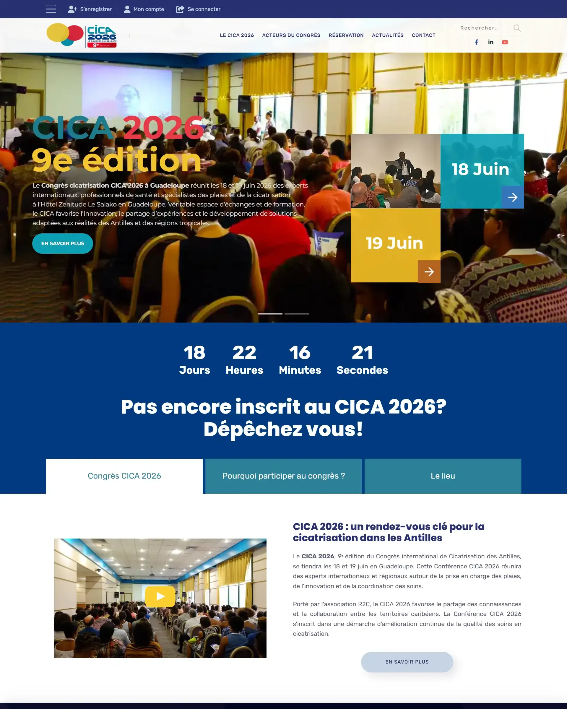 Développement d'une plateforme de gestion de congrès WordPress avec WooCommerce, Eventin, plugins sur mesure et référencement SEO pour le CICA 2026.