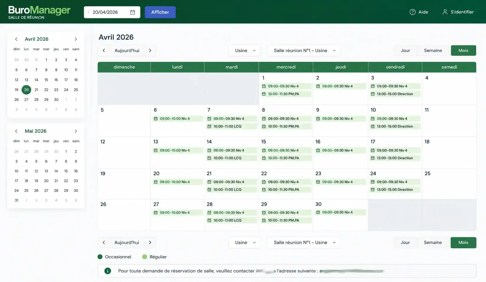 Application de réservation de salles de réunion développée sur mesure par Oovertech en PHP POO